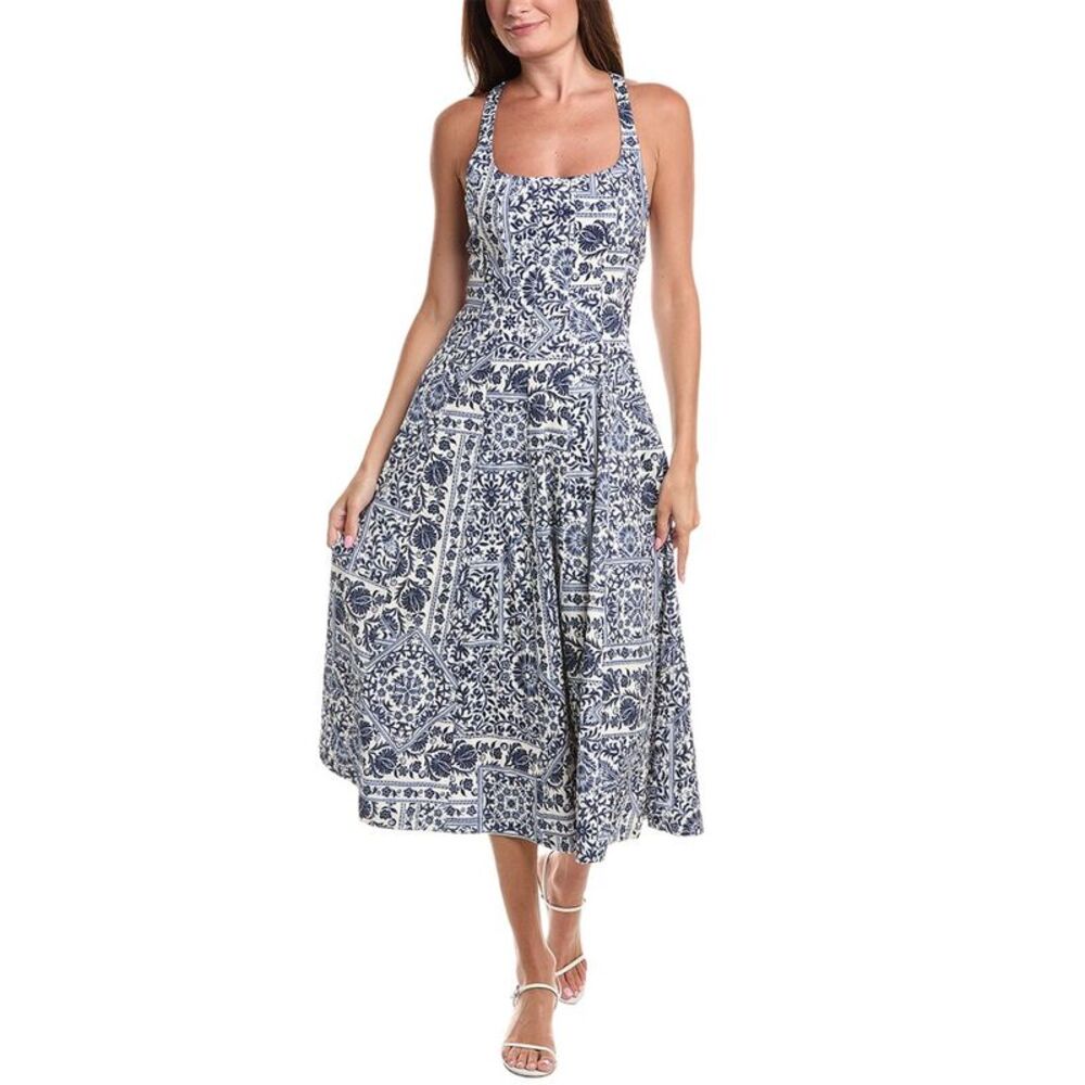 Avec Les Filles Womens Racer Paneled Midi Dress